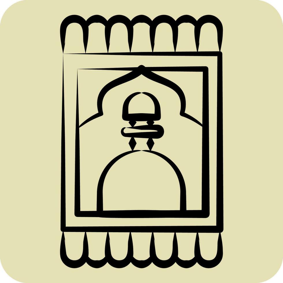 icône prière tapis. en relation à saoudien Saoudite symbole. main tiré style. Facile conception modifiable. Facile illustration vecteur
