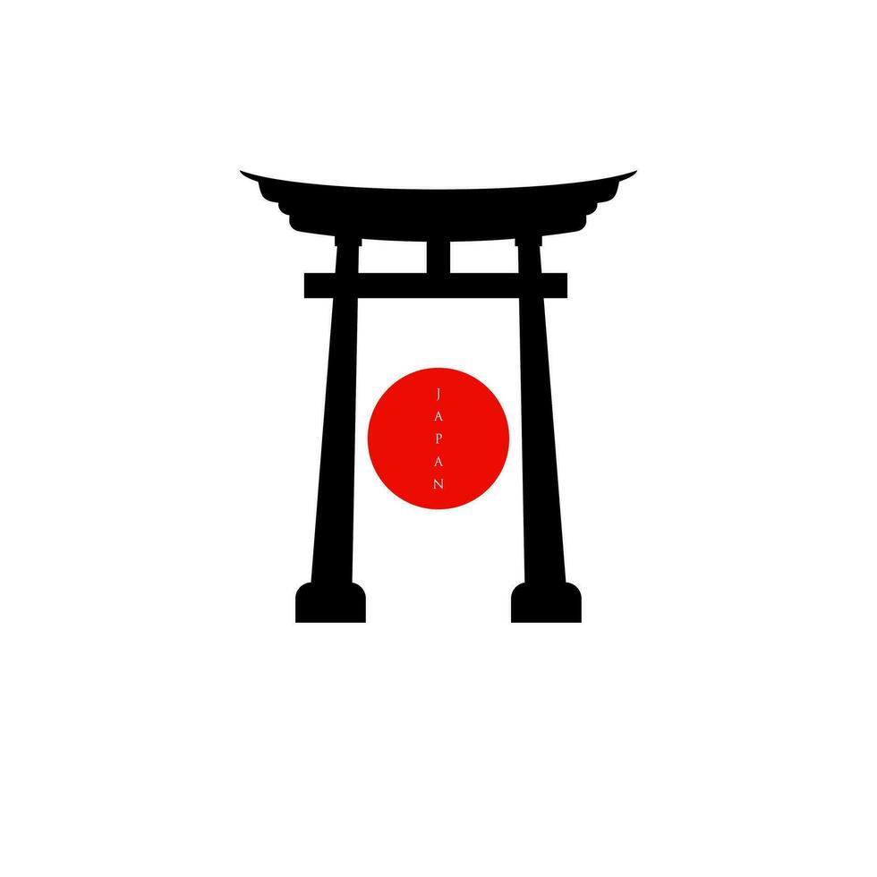 historique torii porte Japonais logo. le coucher du soleil torii porte icône logo vecteur illustration. Japonais histoire monument