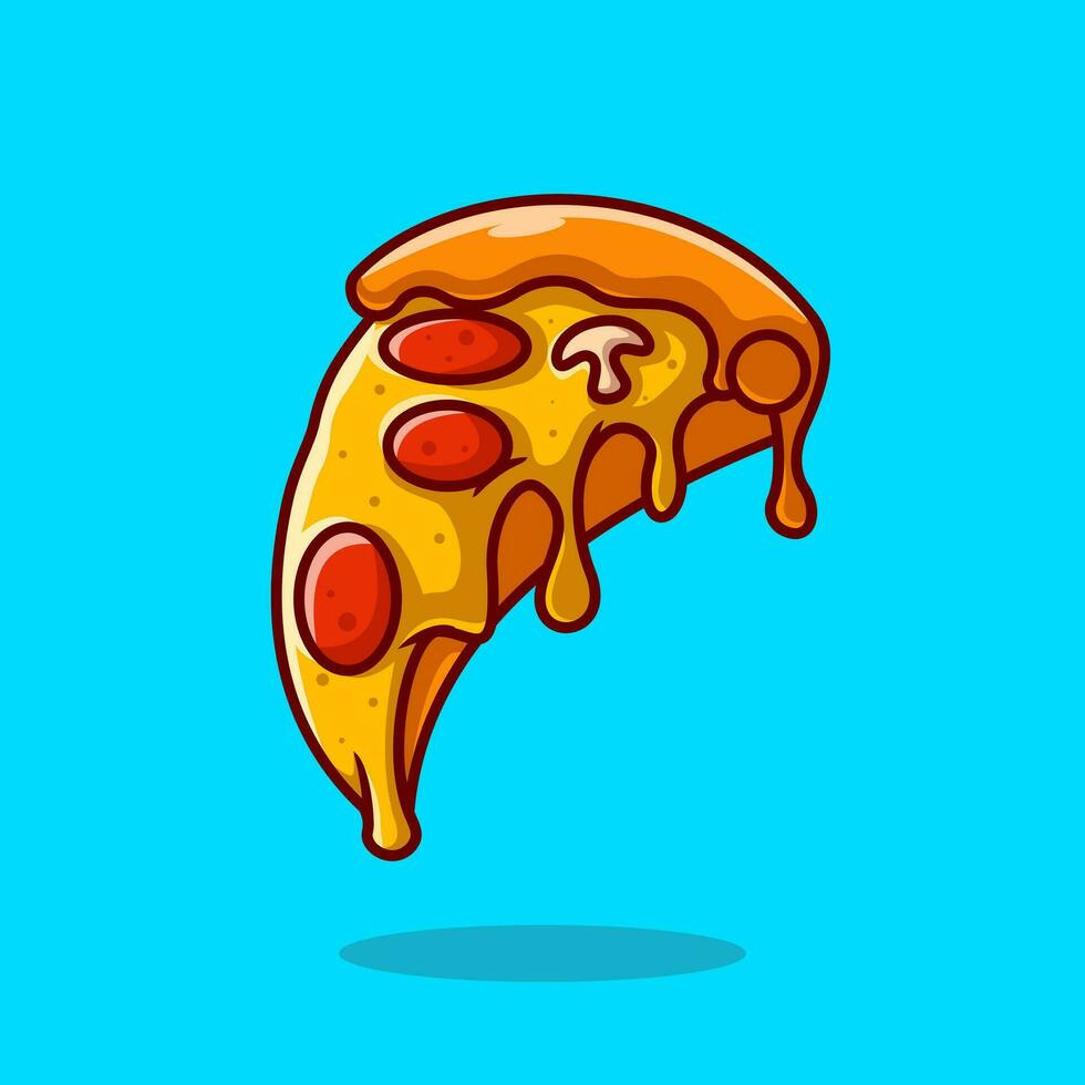 tranche de Pizza avec champignon dessin animé vecteur icône illustration. nourriture objet icône concept isolé prime vecteur. plat dessin animé style