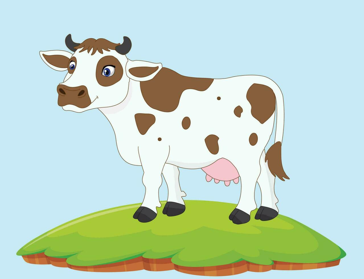 vache permanent sur herbe champ. vecteur illustration
