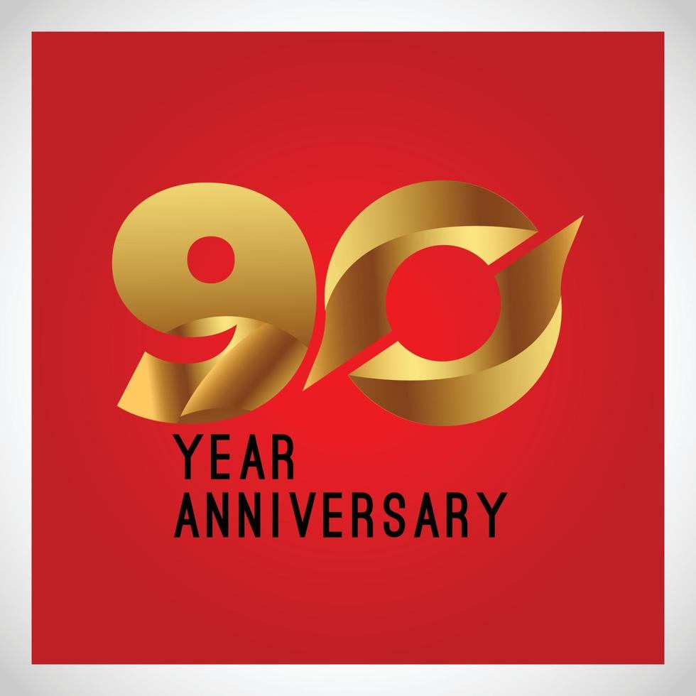 90 ans anniversaire logo vector modèle design illustration couleur