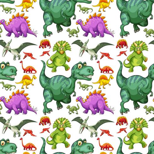 Différents types de modèle sans couture de dinosaure vecteur