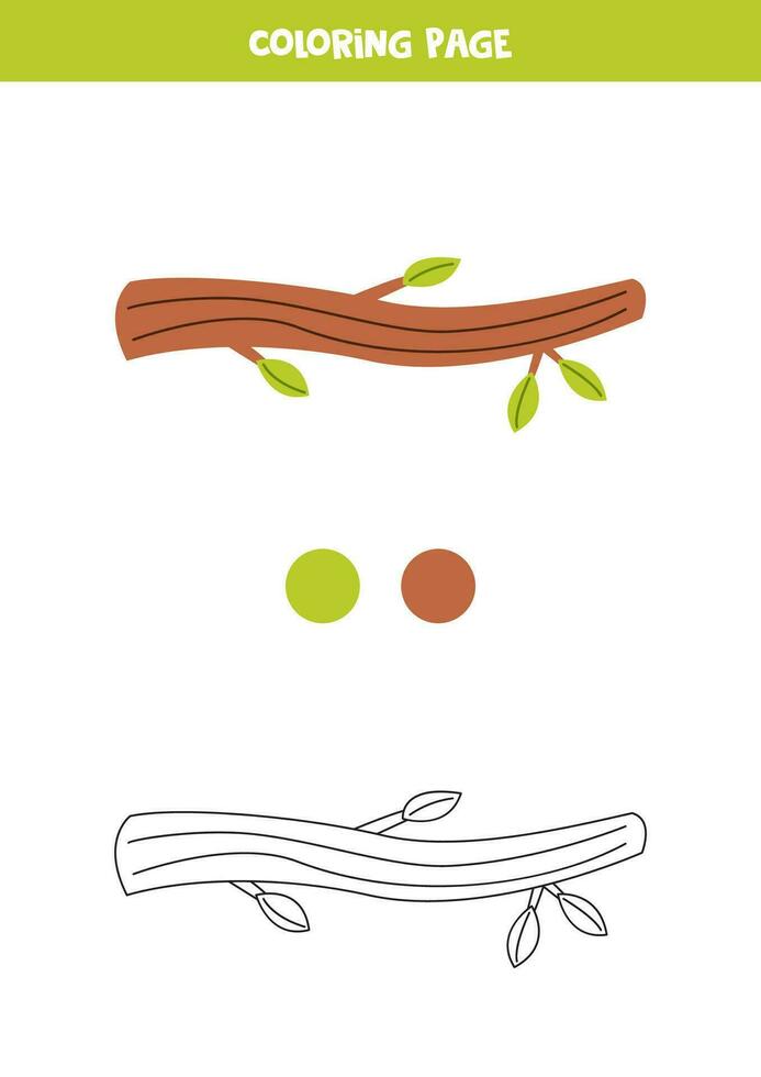 Couleur mignonne dessin animé arbre branche. feuille de travail pour enfants. vecteur