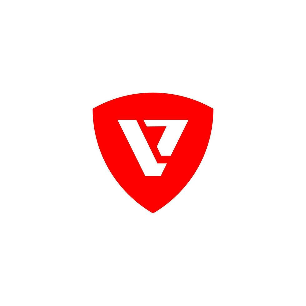 v bouclier rouge minimaliste logo conception vecteur