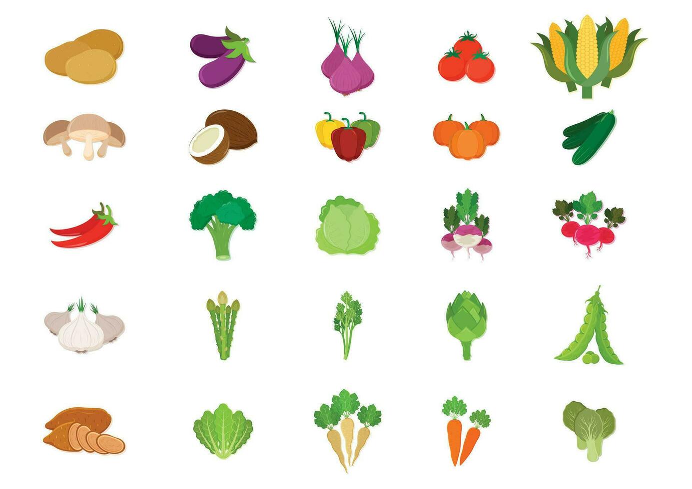 collection de différent sortes de Frais des légumes vecteur illustration