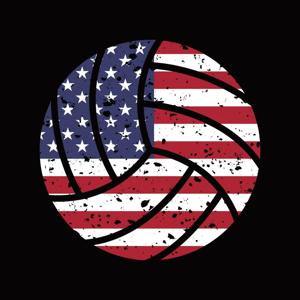 grunge volley-ball avec Etats-Unis drapeau vecteur