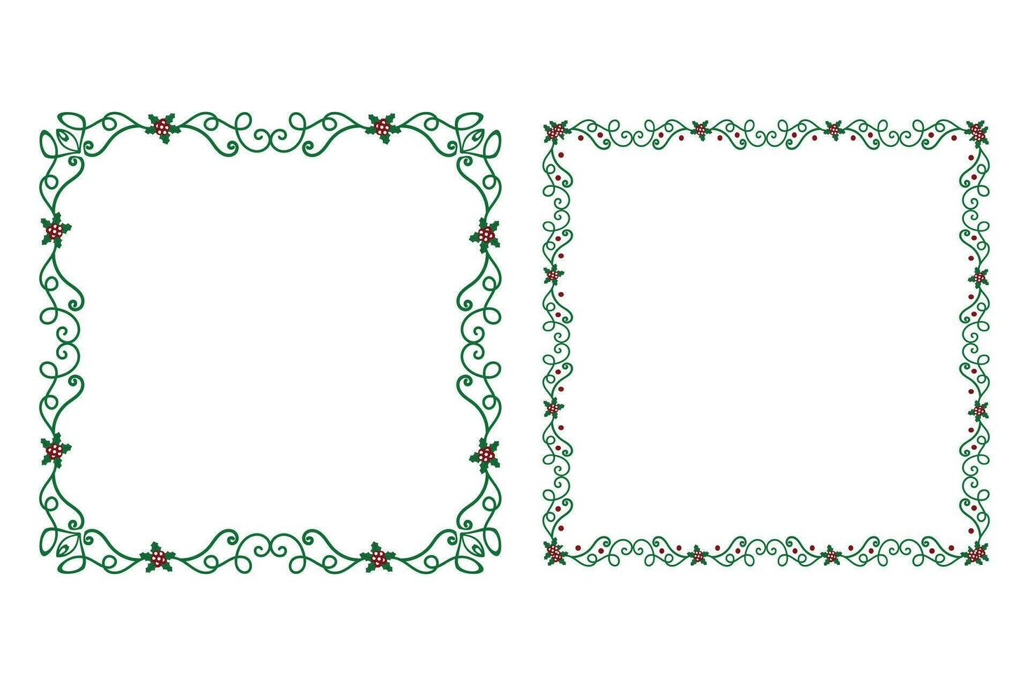 décoratif ornemental Noël frontière cadre, joyeux Noël houx feuilles carré cadres, ornement Cadre frontière coin décoration, mariage salutation cartes invitation carte vacances page les frontières vecteur