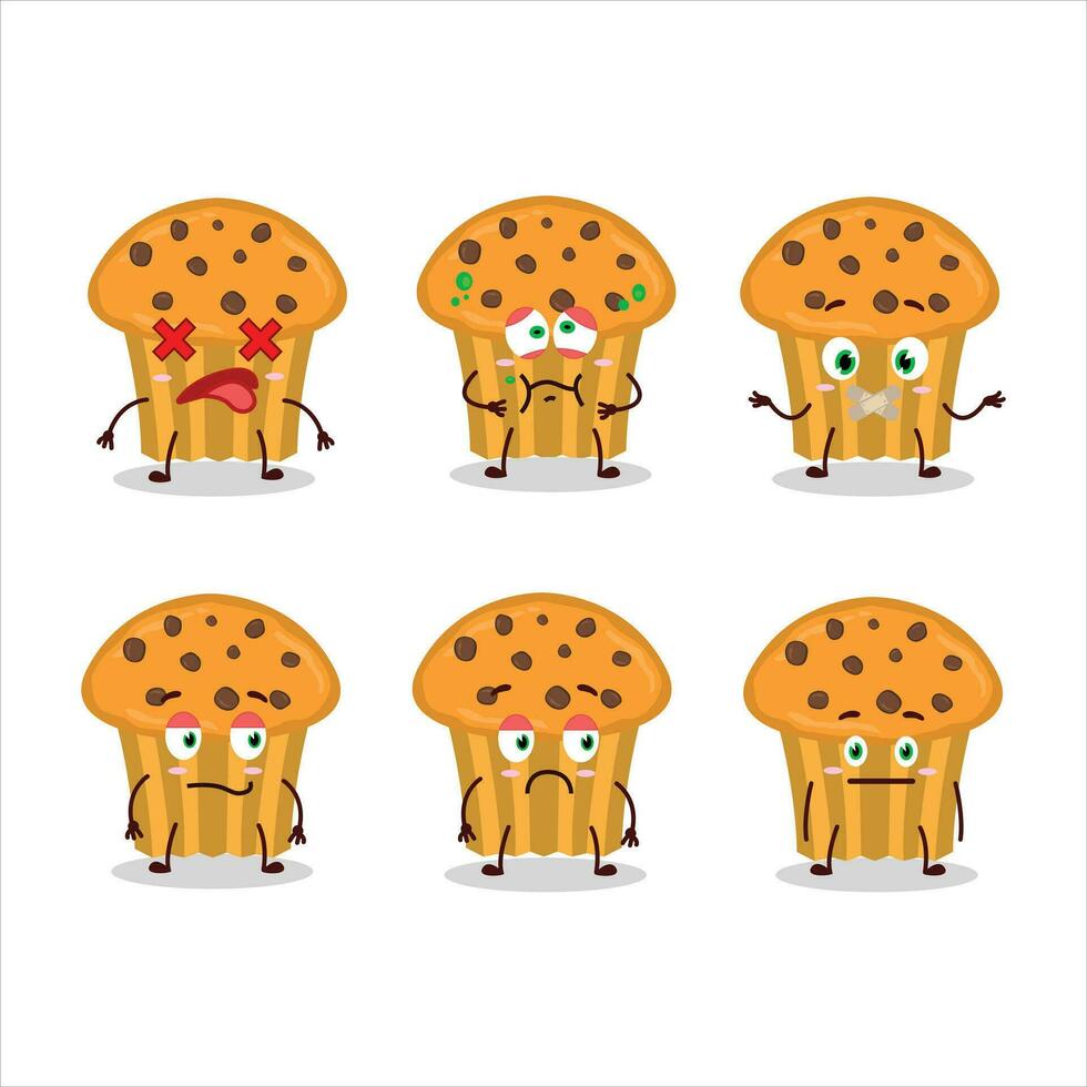choco frites muffin dessin animé personnage avec Nan expression vecteur