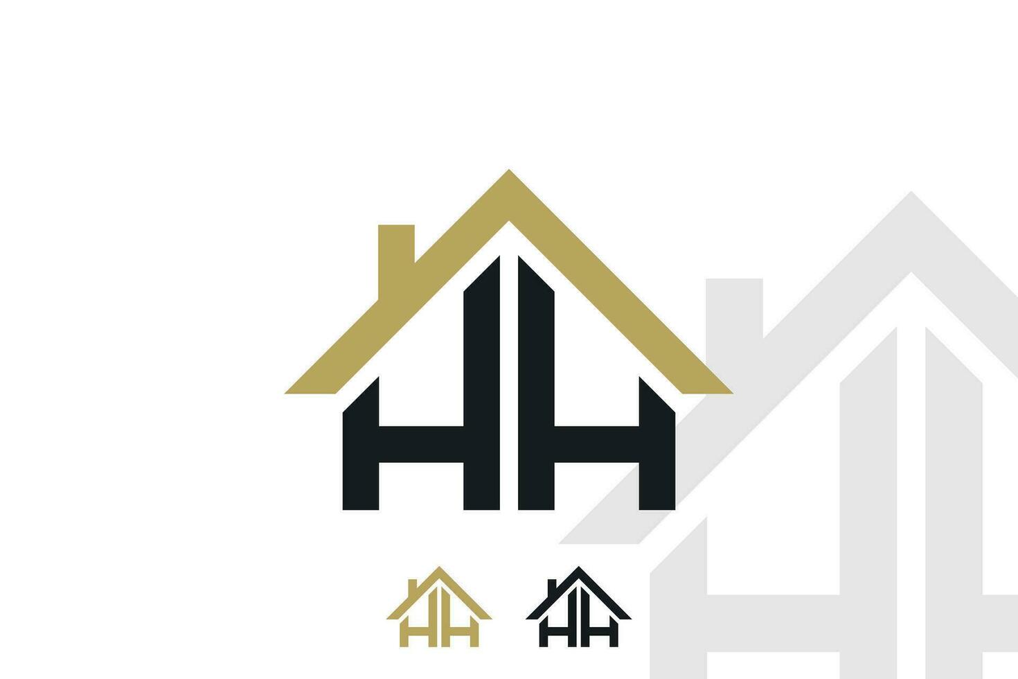 lettre hh logo conception avec maison illusion concept vecteur