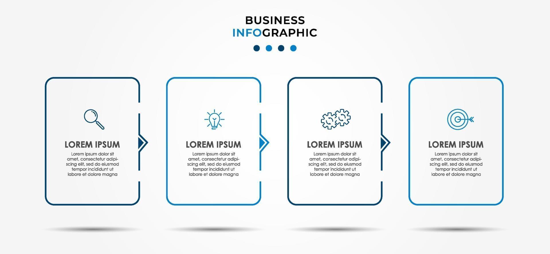 vecteur de modèle de conception infographique avec icônes et 4 options ou étapes