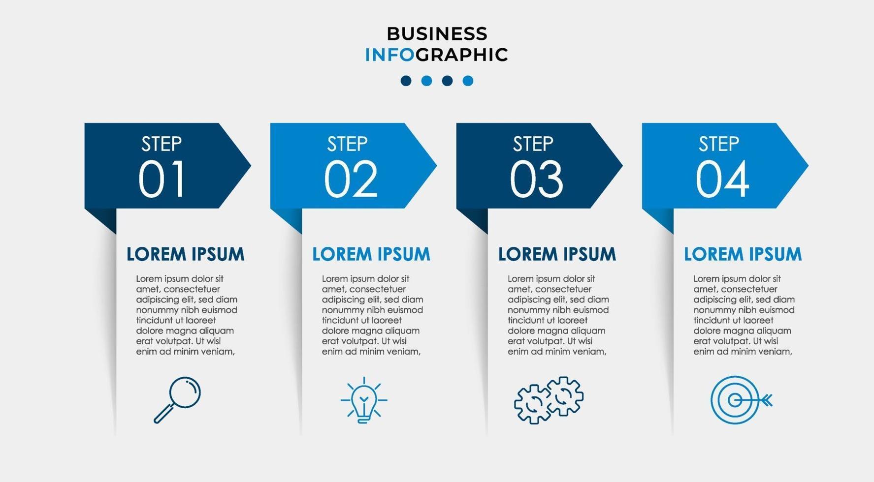 vecteur de modèle de conception infographique avec icônes et 4 options ou étapes