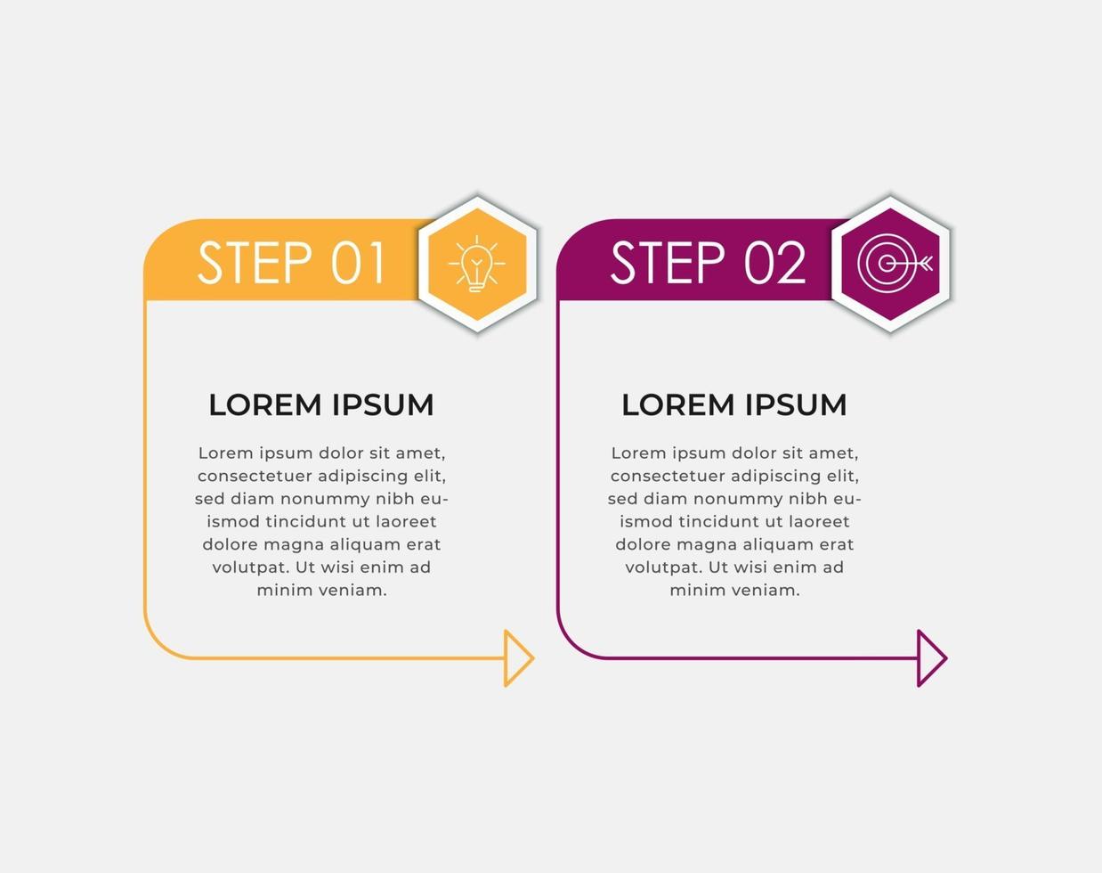 vecteur de modèle de conception infographique avec icônes et 2 options ou étapes