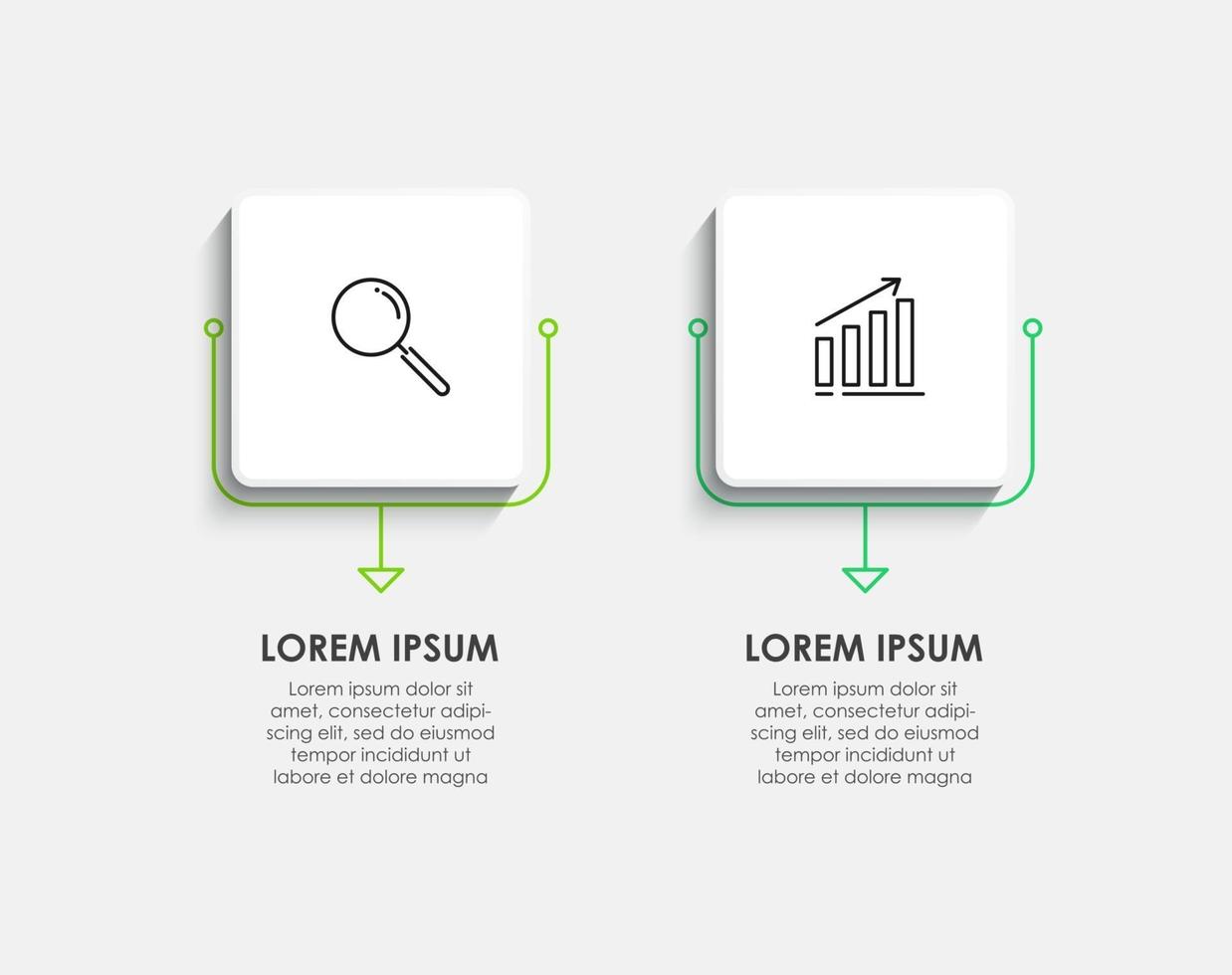 vecteur de modèle de conception infographique avec icônes et 2 options ou étapes