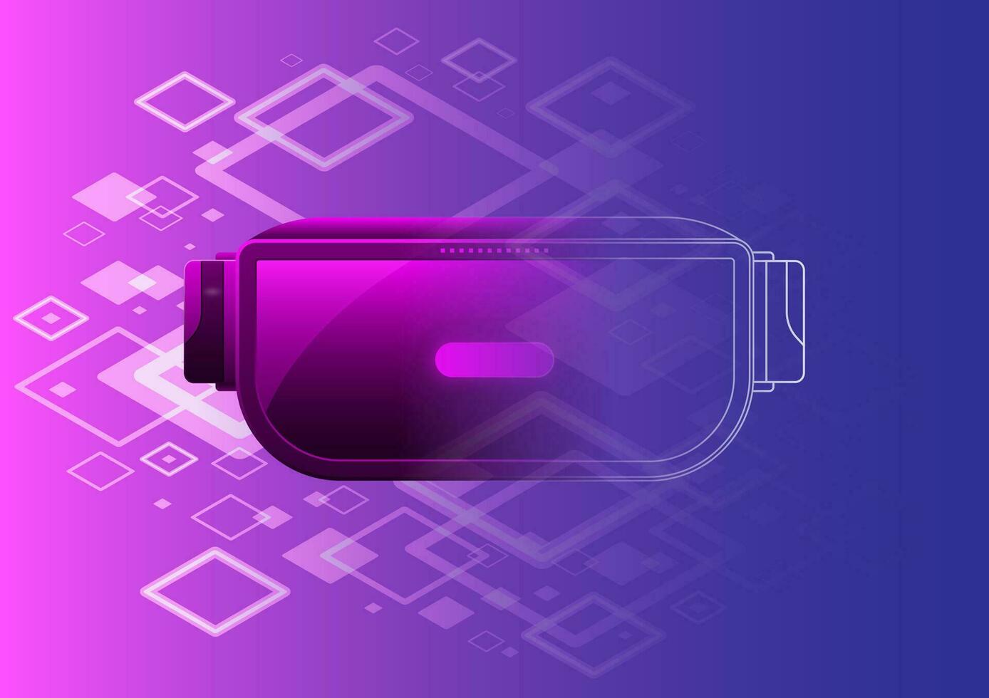 virtuel réalité des lunettes La technologie sur carré forme modèle violet Contexte. vecteur illustration.
