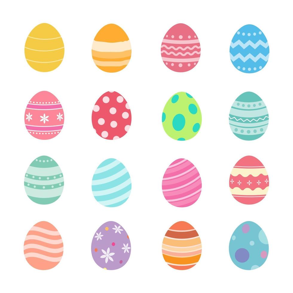 icônes d'oeufs de pâques. fête de Pâques. pastels colorés. illustration vecteur