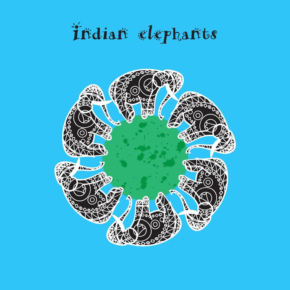 art de l'éléphant indien vecteur