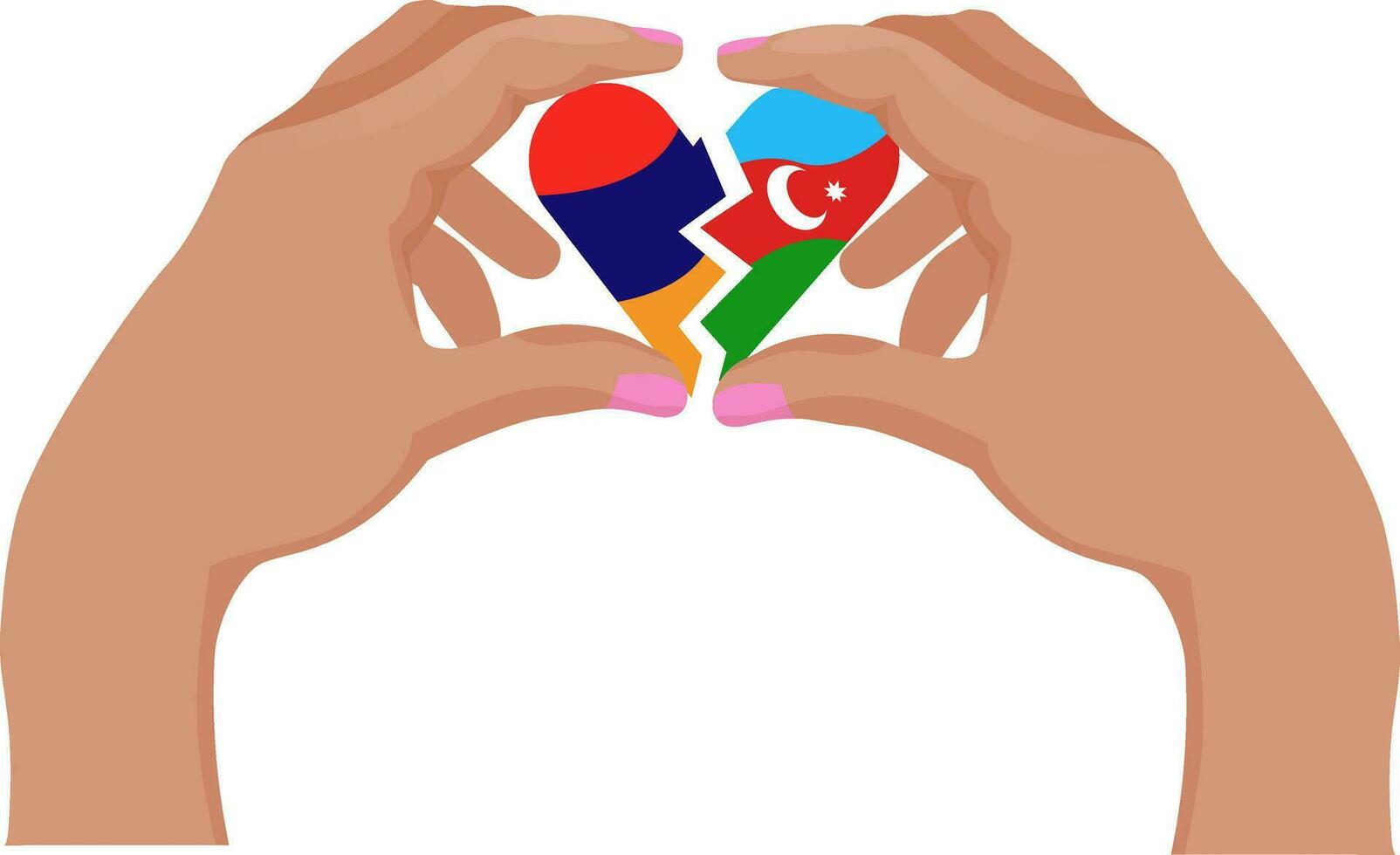 une cassé cœur dans couleurs de arménien et azerbaïdjanais drapeaux. unité concept. Nagorno karabakh conflit. vecteur illustration