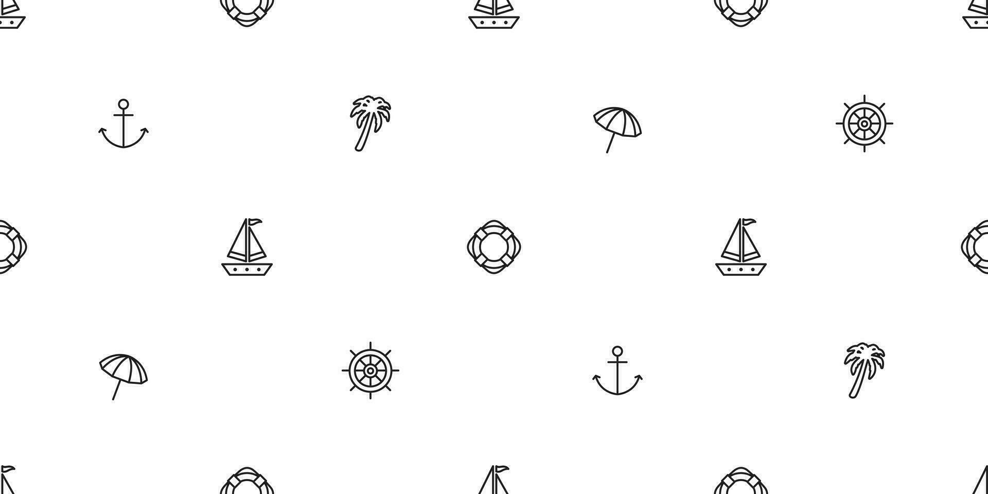 ancre sans couture modèle vecteur bateau pirate barre paume arbre maritime nautique mer océan parapluie plage écharpe isolé répéter fond d'écran tuile Contexte conception