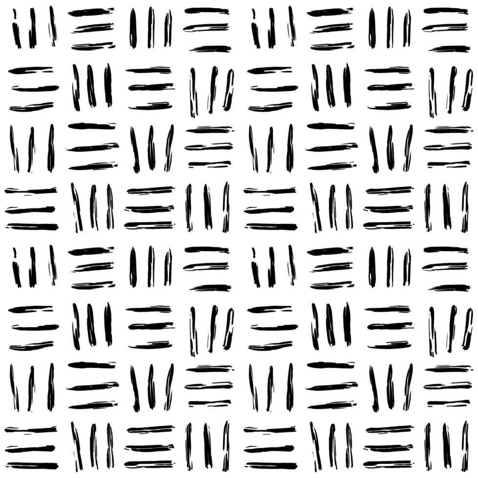 esthétique contemporain imprimable sans couture modèle avec abstrait doubler, point, forme brosse accident vasculaire cérébral dans noir et blanc couleurs. boho Contexte dans minimaliste style vecteur illustration pour fond d'écran en tissu