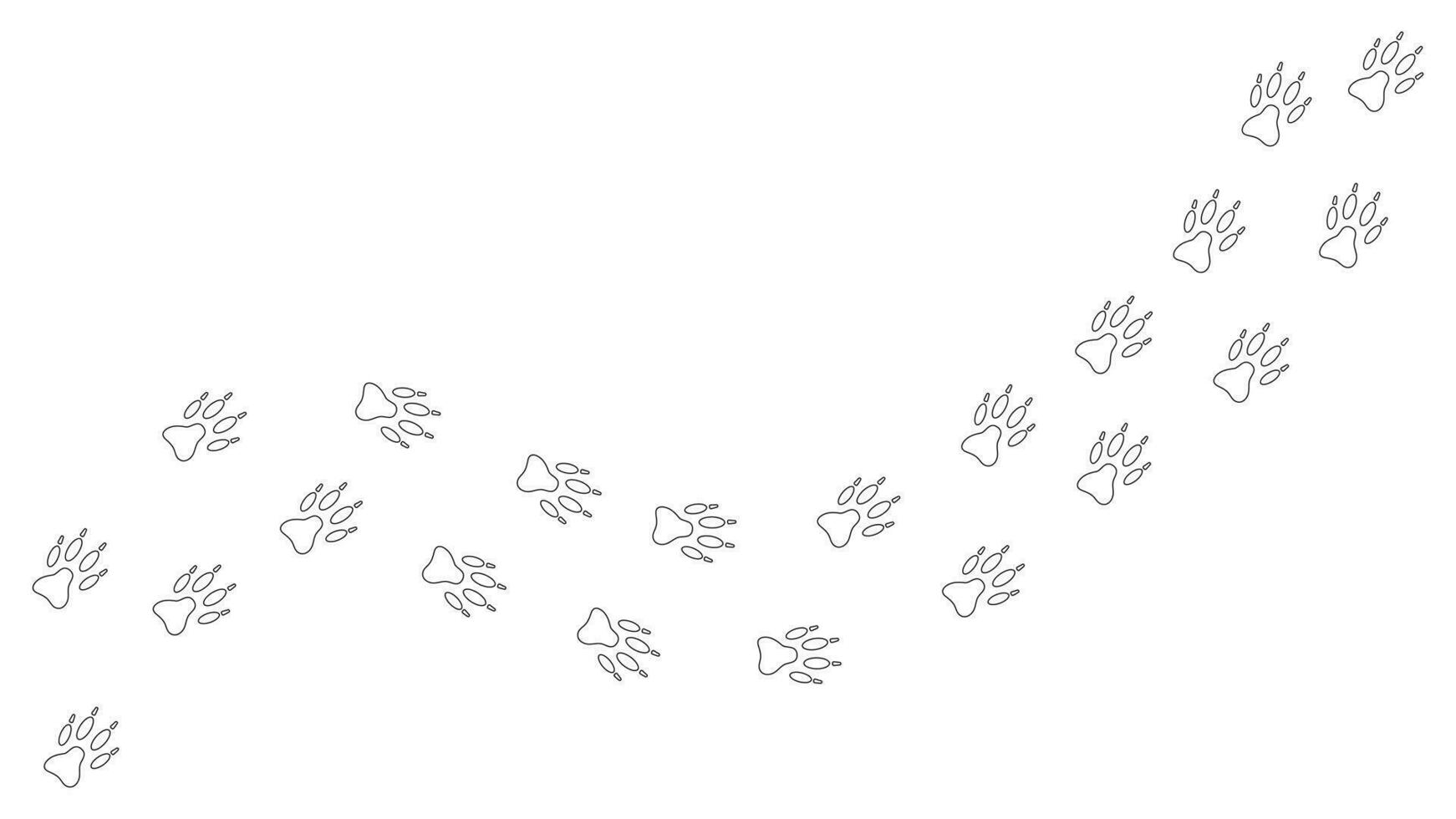 chemin de blanc empreintes de chien, chiot, loup, Renard dans le neige. chien patte imprimer, contour. piste. vecteur isolé. patte modèle. Loup trace. animal de compagnie boutique, impression, textile, jeu, carte postale, brochure, brochure