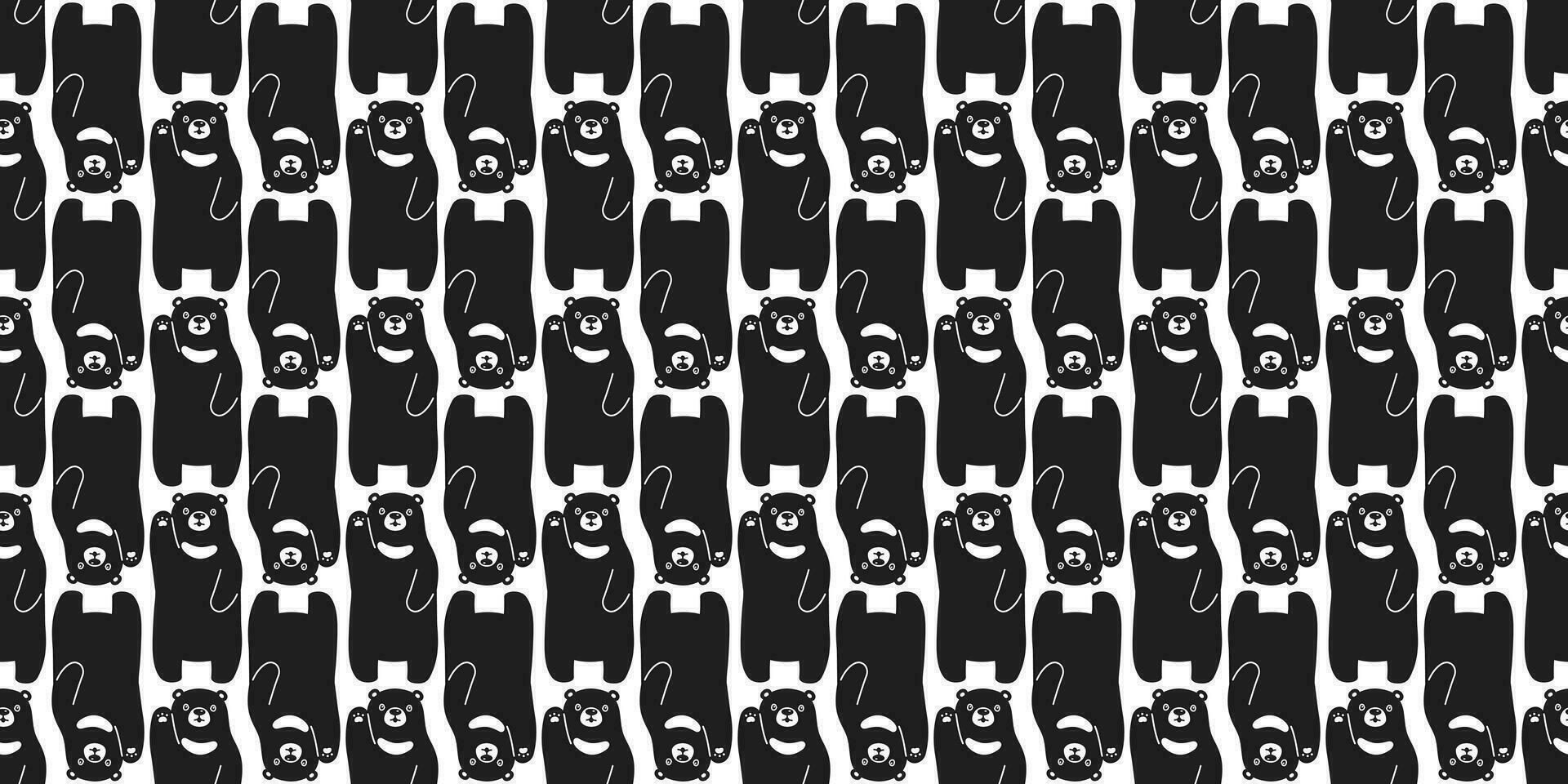 ours sans couture modèle vecteur polaire ours dessin animé écharpe isolé répéter Contexte tuile fond d'écran illustration conception noir