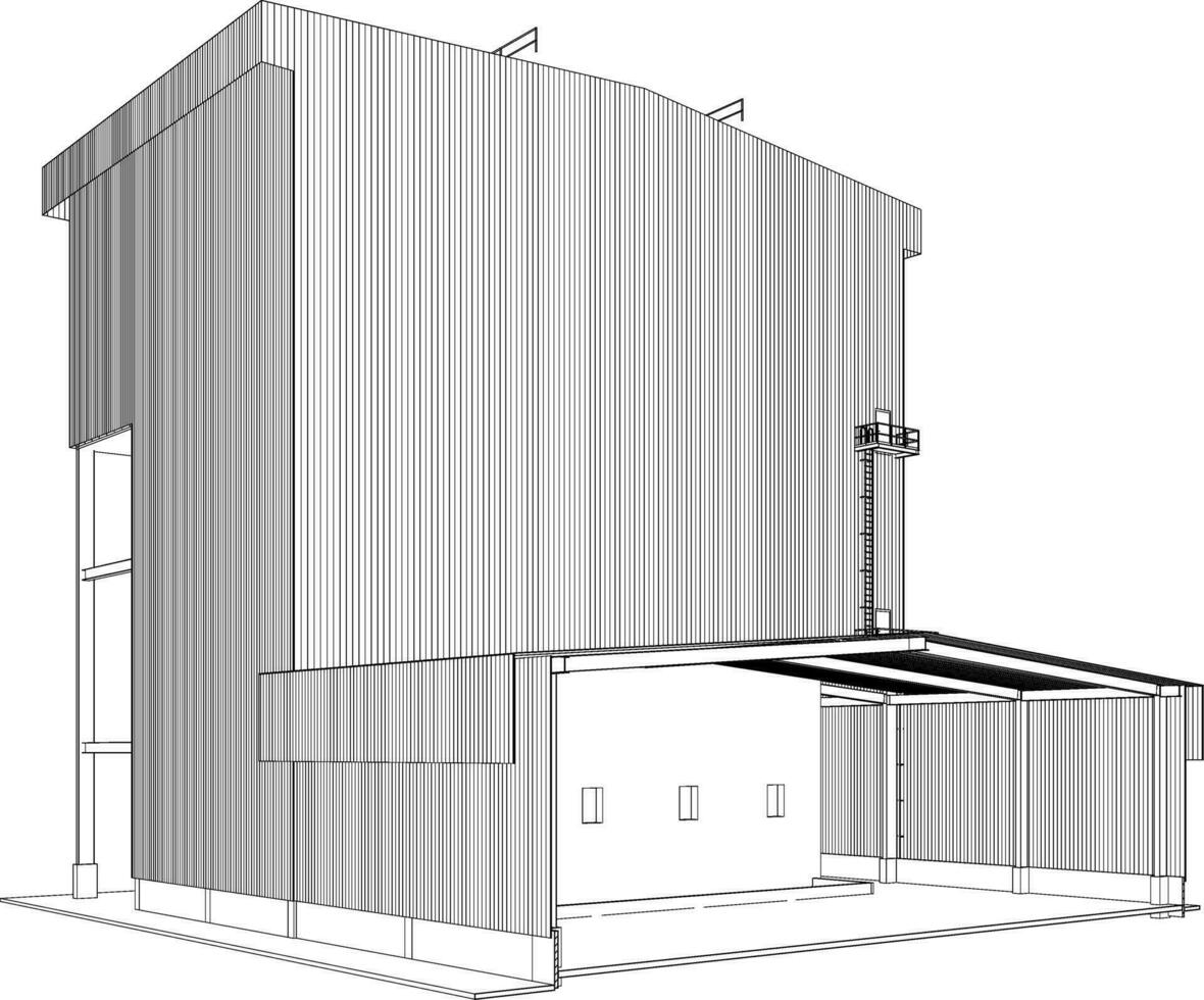 3d illustration de industriel bâtiment vecteur