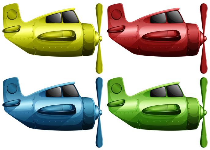 Avions de quatre couleurs différentes vecteur