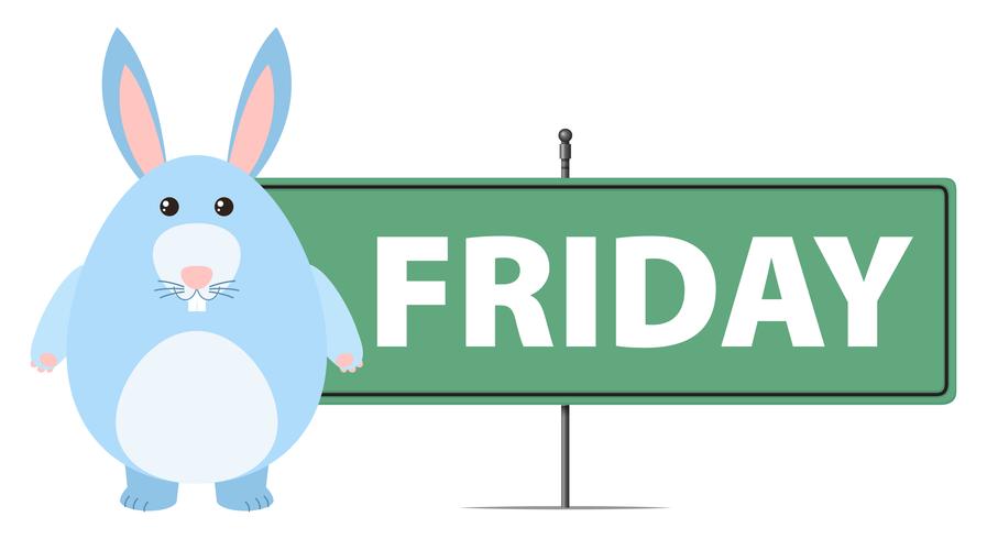 Signe du vendredi avec lapin bleu vecteur