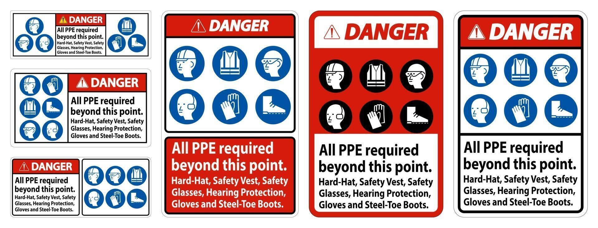 danger ppe requis au-delà de ce point vecteur