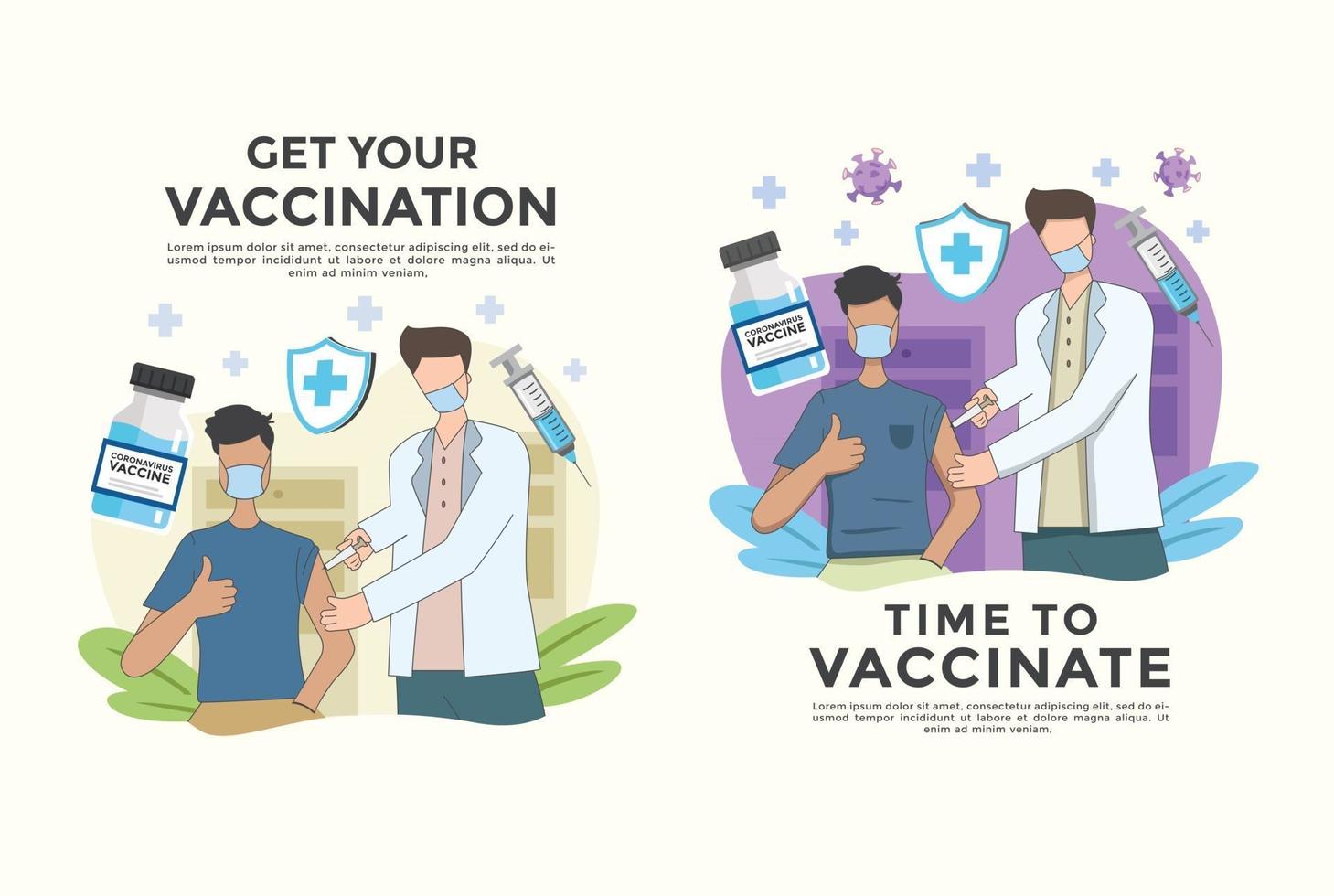 ensemble d'illustrations vectorielles lutte contre le virus corona covid 19 et le vaccin vecteur