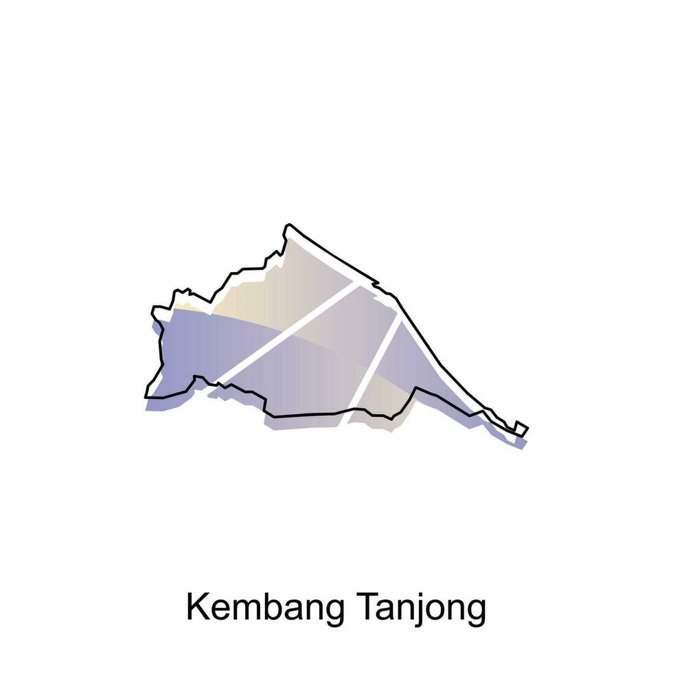 kembang tanjong carte ville. vecteur carte de Province aceh Capitale pays coloré conception, illustration conception modèle sur blanc Contexte