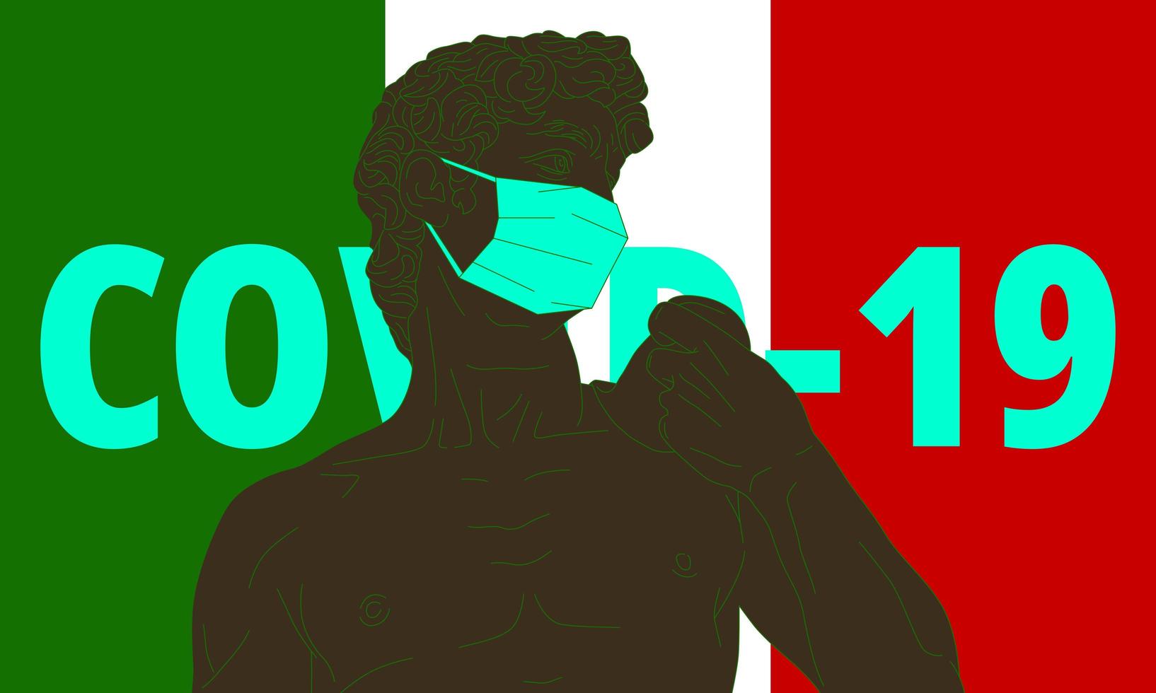 crise du coronavirus en italie. illustration vectorielle de david en masque médical. vecteur