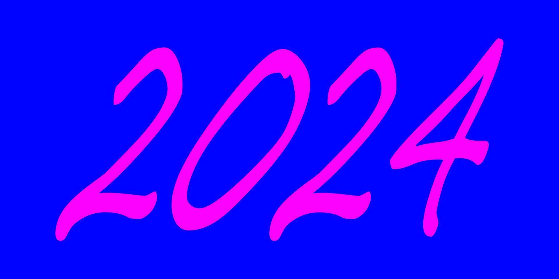 content Nouveau année 2024. brillant rose Nombres 2024 sur une bleu Contexte. vecteur Contexte pour affiche, bannière, félicitation. eps10