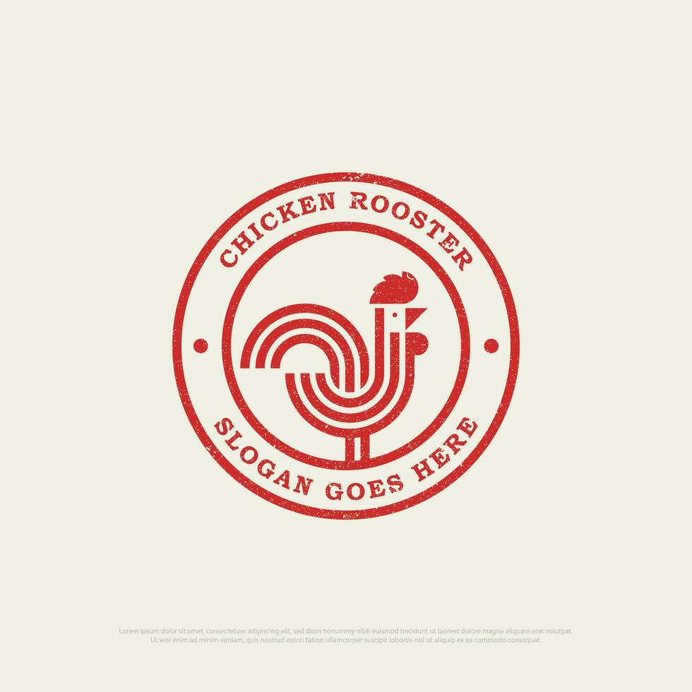 poulet coq logo conception, rétro frit poulet restaurant icône vecteur illustration