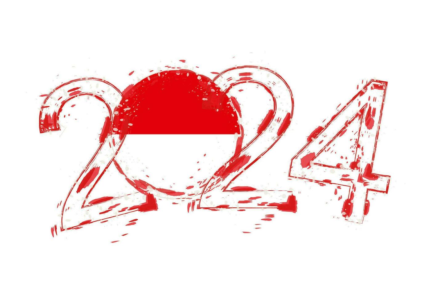 2024 année dans grunge style avec drapeau de Indonésie. vecteur