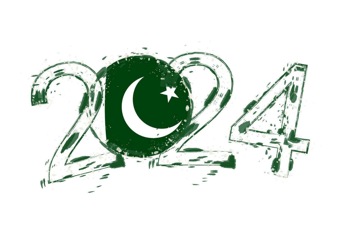 2024 année dans grunge style avec drapeau de Pakistan. vecteur