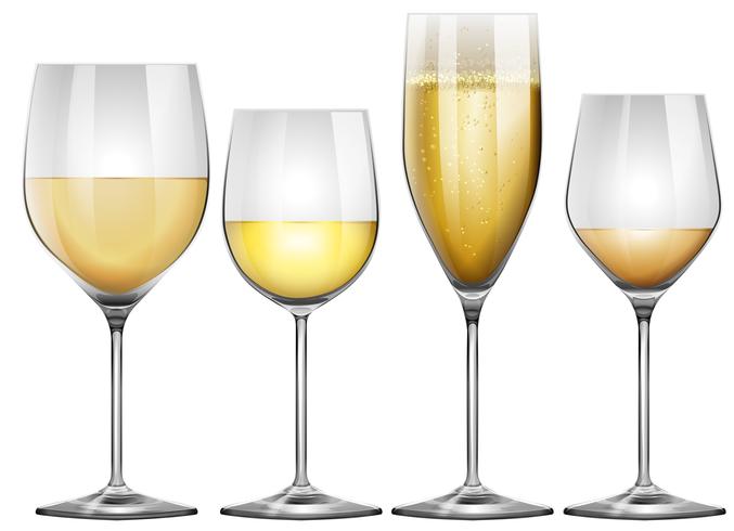 Vin blanc dans de grands verres vecteur