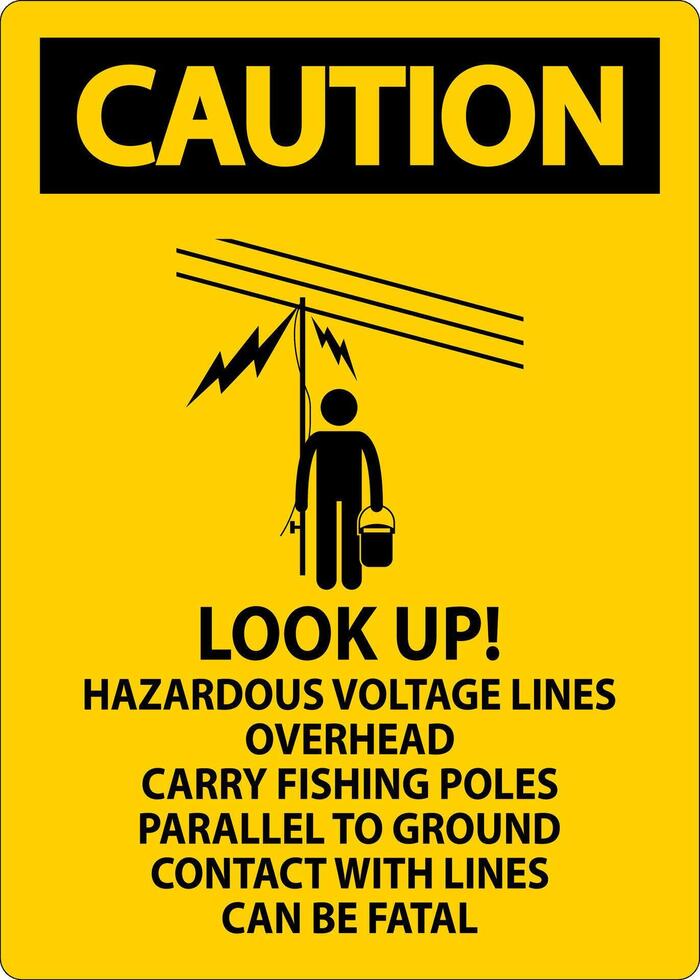 mise en garde signe Regardez en haut dangereux Tension lignes aérien vecteur