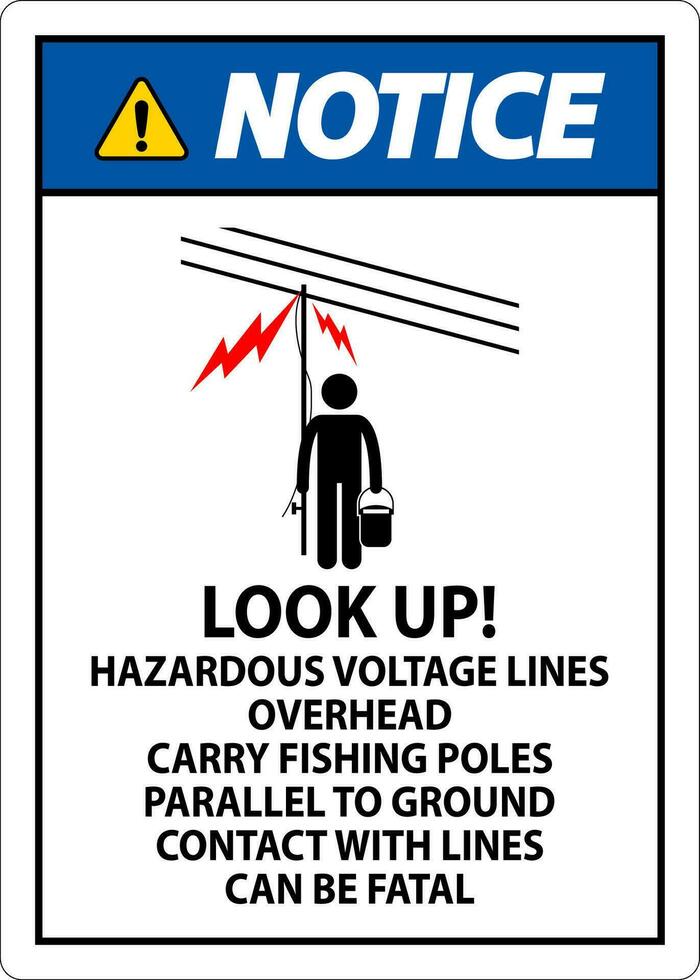 remarquer signe Regardez en haut dangereux Tension lignes aérien vecteur