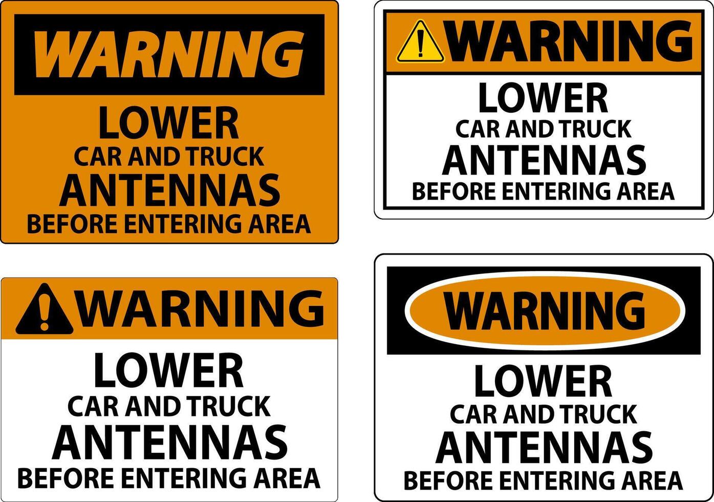 avertissement signe inférieur voiture et un camion antennes avant entrer zone vecteur