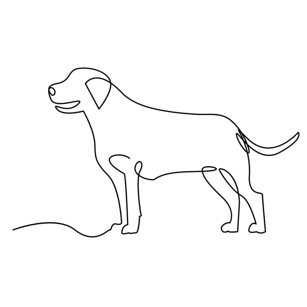 continu un ligne chien animal de compagnie contour vecteur art dessin