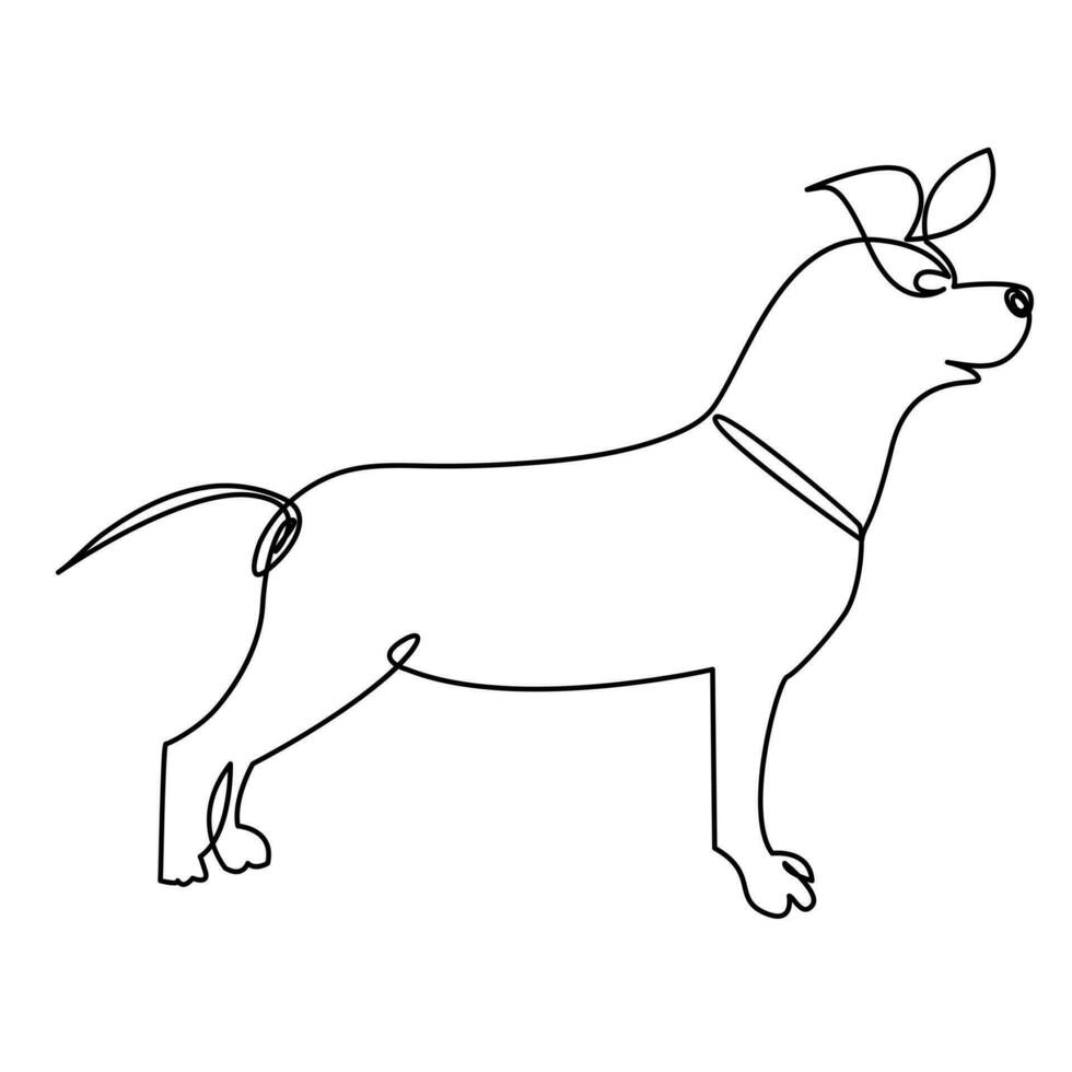 continu un ligne chien animal de compagnie contour vecteur art dessin