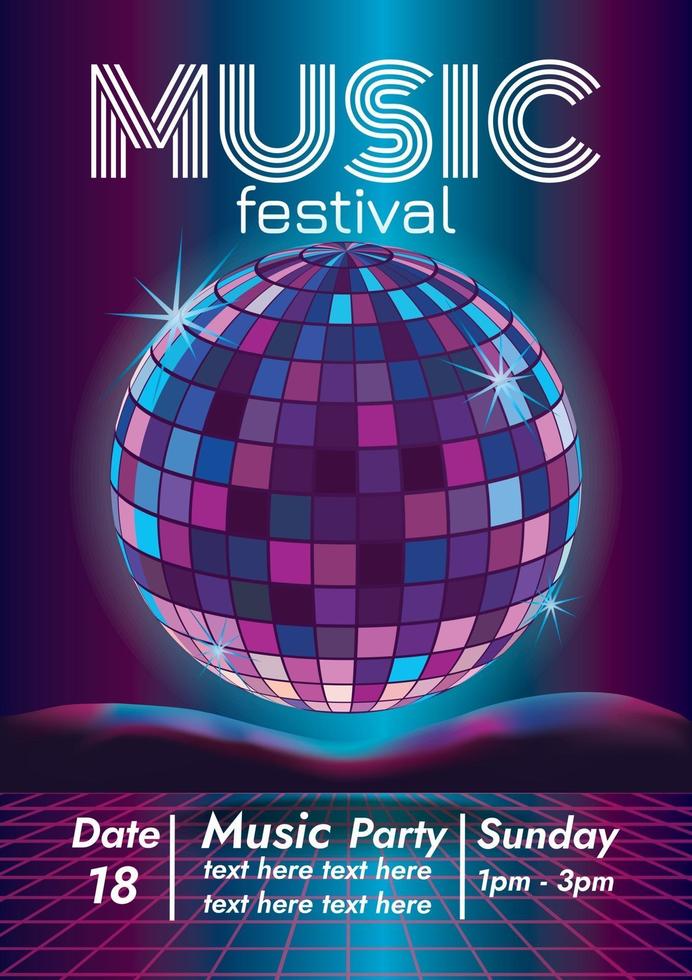 affiche du festival de musique disco pour la fête vecteur