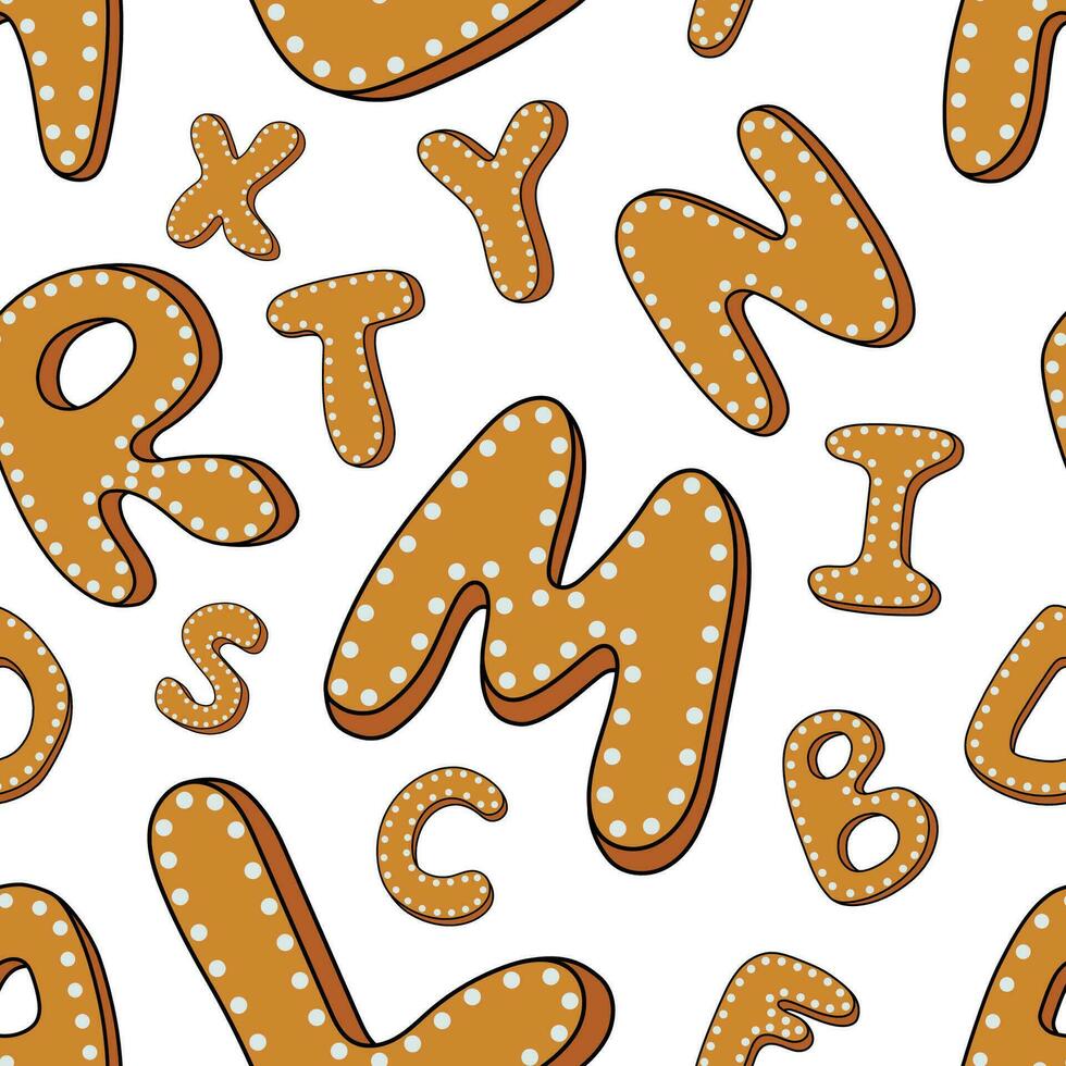 dessin animé alphabet cookie modèle sans couture de noël vecteur