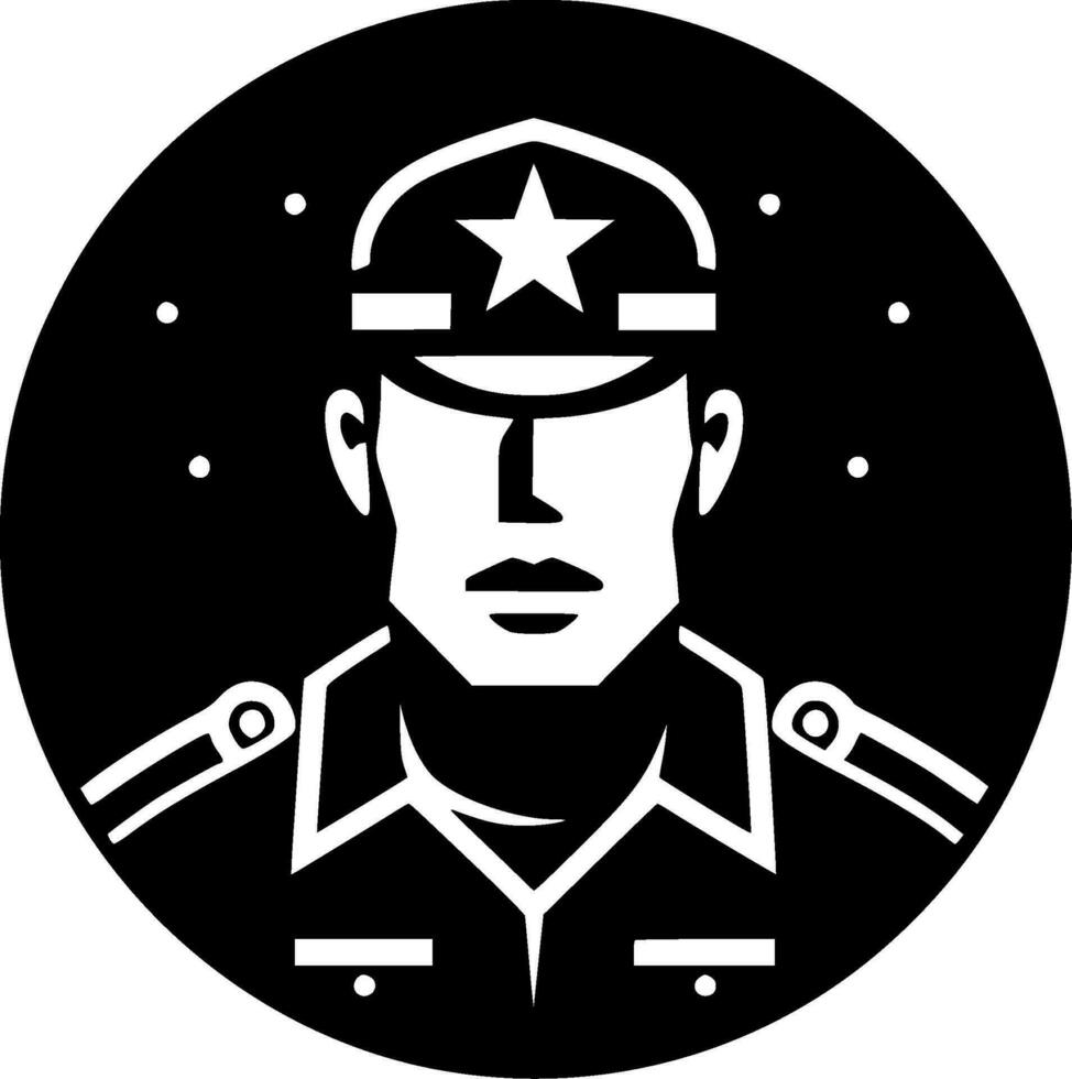 armée - noir et blanc isolé icône - vecteur illustration