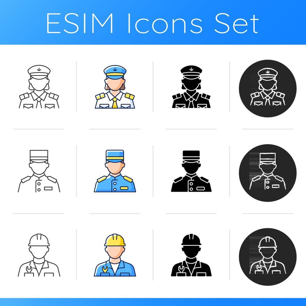 ensemble d'icônes de personnel de navire vecteur