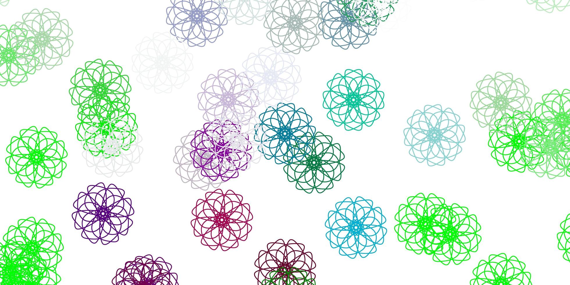 motif de doodle vecteur rose clair, vert avec des fleurs.