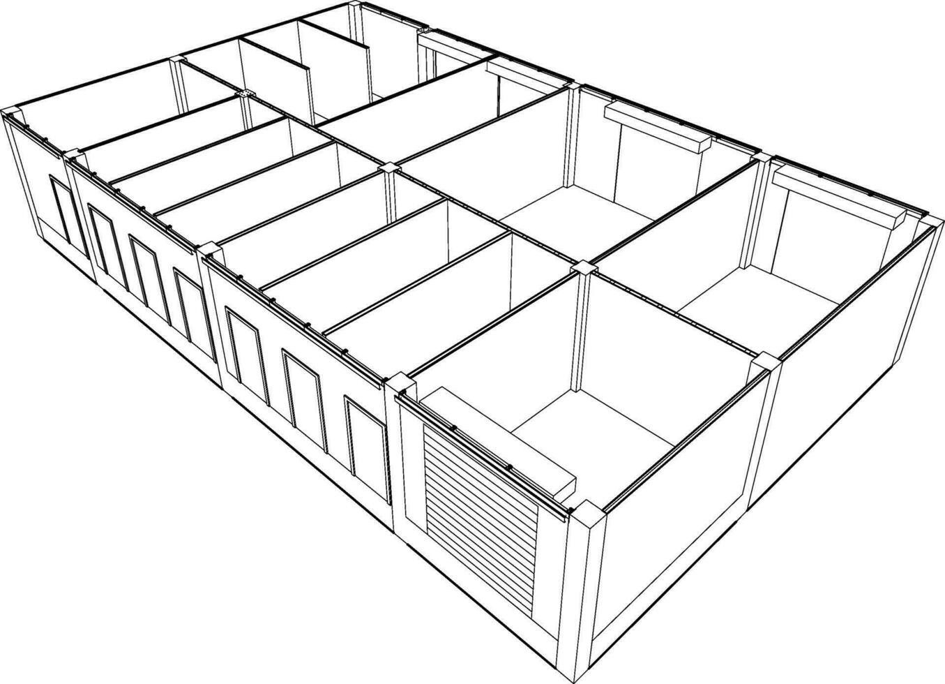 3d illustration de industriel bâtiment vecteur