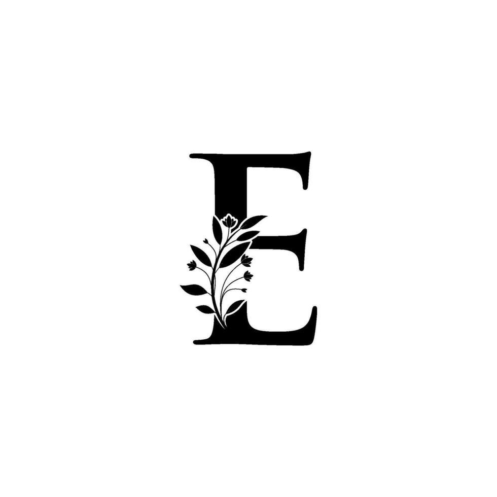 floral lettre e logo icône, luxe alphabet Police de caractère initiale conception isolé vecteur