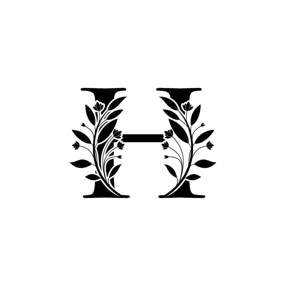 floral lettre h logo icône, luxe alphabet Police de caractère initiale conception isolé vecteur